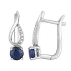 10k White Gold Sapphire & Diamond Accent Latch Back Earrings, Women's, Blue