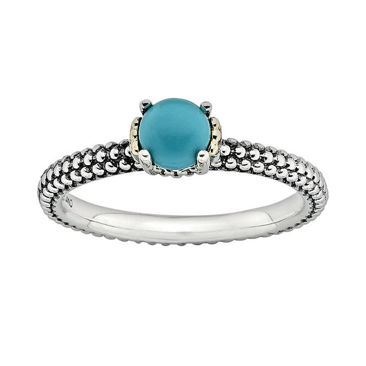 Stacks And Stones 14k Gold And Sterling Silver Simulated Turquoise Stack Ring, Women's, Size: 6, Blue