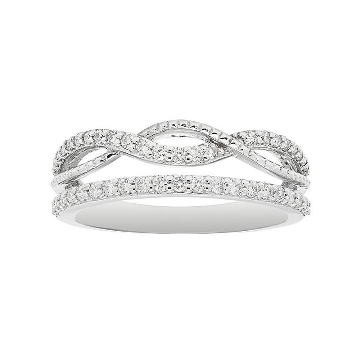 Boston Bay Diamonds 14k White Gold 3/8 Carat T.w. Diamond Infinity Stack Ring, Women's, Size: 7.50