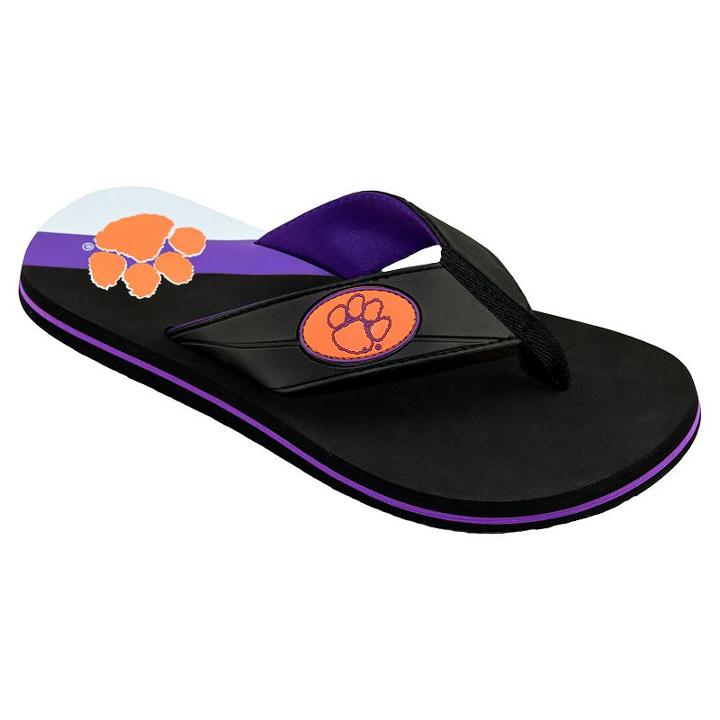 Men's College Edition Clemson Tigers Flip-flops, Size: Large, Black