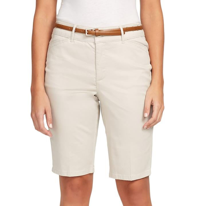 Women's Gloria Vanderbilt Anita Belted Twill Bermuda Shorts, Size: 8, Brown