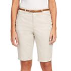 Women's Gloria Vanderbilt Anita Belted Twill Bermuda Shorts, Size: 8, Brown