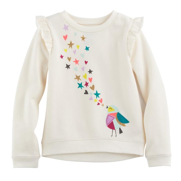 Girls 4-10 Jumping Beans&reg; Ruffle Pullover, Size: 7, White Oth
