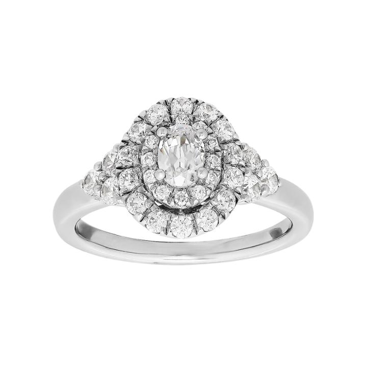Diamonluxe Sterling Silver 1 7/8 Carat T.w. Simulated Diamond Oval Halo Engagement Ring, Women's, White