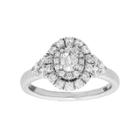 Diamonluxe Sterling Silver 1 7/8 Carat T.w. Simulated Diamond Oval Halo Engagement Ring, Women's, White