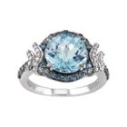 Sky Blue Topaz, London Blue Topaz & 1/8 Carat T.w. Diamond Sterling Silver Halo Ring, Women's, Size: 7