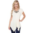 Women's White Mark Embellished Handkerchief Tee, Size: Medium, Beig/green (beig/khaki)