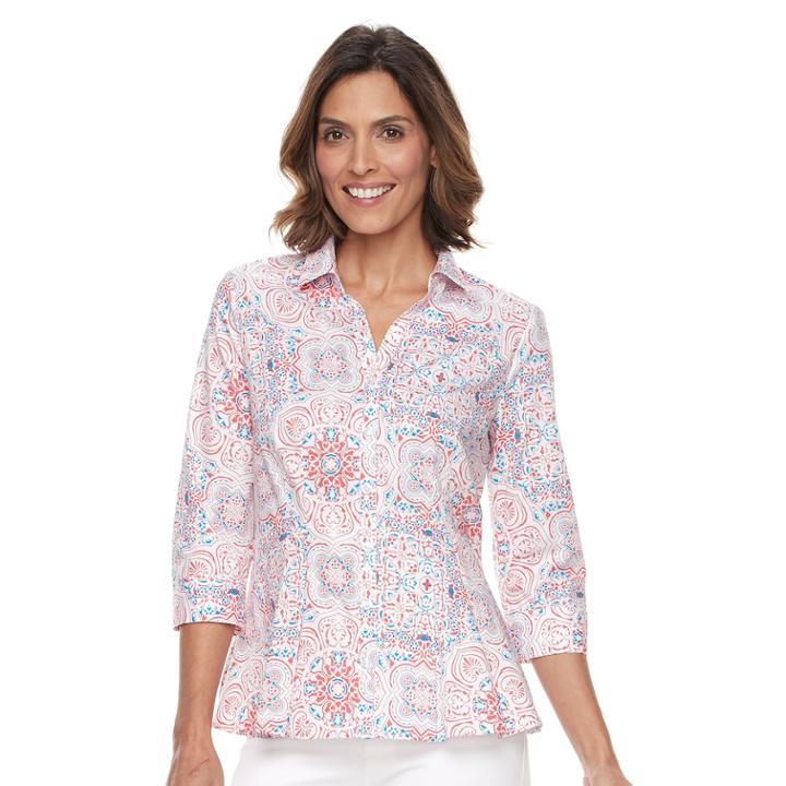 Women's Dana Buchman Pleated Peplum Shirt, Size: Large, Natural