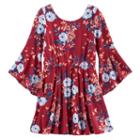 Girls 7-16 My Michelle Floral Trumpet Sleeve Dress, Size: Medium (10), Brt Purple