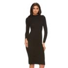 Women's Jennifer Lopez Ribbed Mockneck Sweaterdress, Size: Small, Black