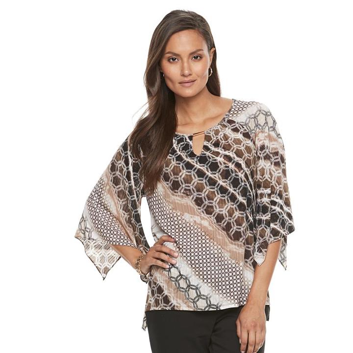 Women's Dana Buchman Printed Kimono Top, Size: Medium, Med Beige