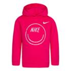 Girls 4-6x Nike Iridescent Heart Graphic Logo Hoodie, Size: 6x, Brt Pink