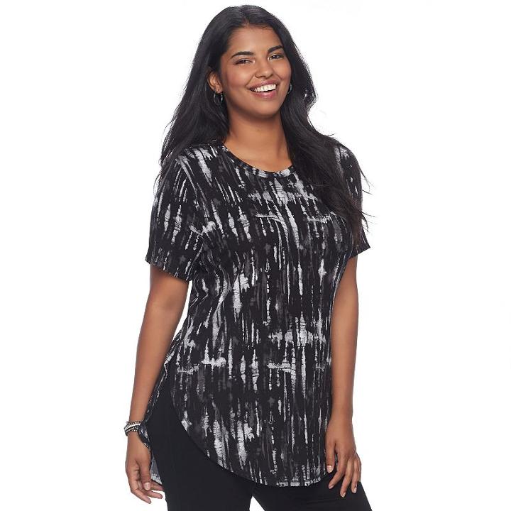 Juniors' Plus Size Mudd&reg; Tie Dye High-low Tee, Teens, Size: 2xl, Black