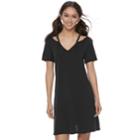 Juniors' Mudd&reg; Cutout V-neck Cupro Dress, Teens, Size: Medium, Black