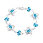 Lab-created Blue Opal Sterling Silver Turtle & Seashell Bracelet, Women's, Size: 7