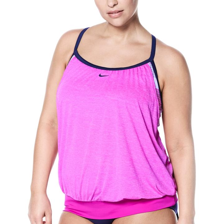 Plus Size Nike Layered Sport Tankini Top, Women's, Size: 1xl, Purple Oth