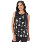 Women's Apt. 9&reg; Floral Applique Tank, Size: Small, Black White Floral