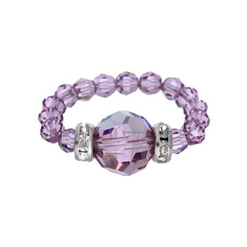 Crystal Avenue Silver-plated Crystal Bead Stretch Ring - Made With Swarovski Crystals, Women's, Purple