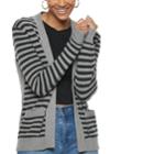 Women's Popsgugar Striped Cardigan, Size: Xxl, Dark Grey