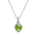 Tiara Sterling Silver Peridot Heart Crown Pendant, Women's, Size: 18, Green