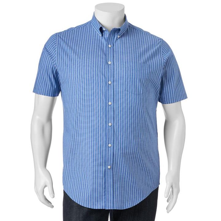 Big & Tall Croft & Barrow&reg; True Comfort Classic-fit Stretch Button-down Shirt, Men's, Size: 3xl Tall, Blue (navy)