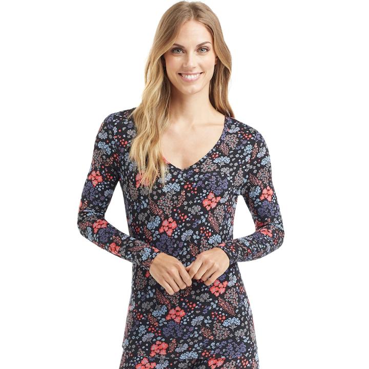 Women's Cuddl Duds Softwear V-neck Top, Size: Xlrg Av/rg, Oxford