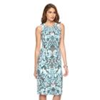 Women's Suite 7 Pleated Scroll Sheath Dress, Size: 8, Blue Other