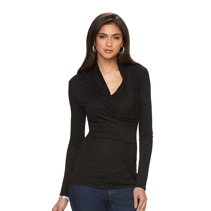 Women's Jennifer Lopez Draped Asymmetrical Top, Size: Xl, Black
