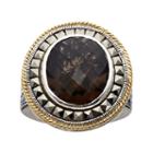 Lavish By Tjm 14k Gold Over Silver And Sterling Silver Smoky Quartz Frame Ring - Made With Swarovski Marcasite, Women's, Size: 9, Brown