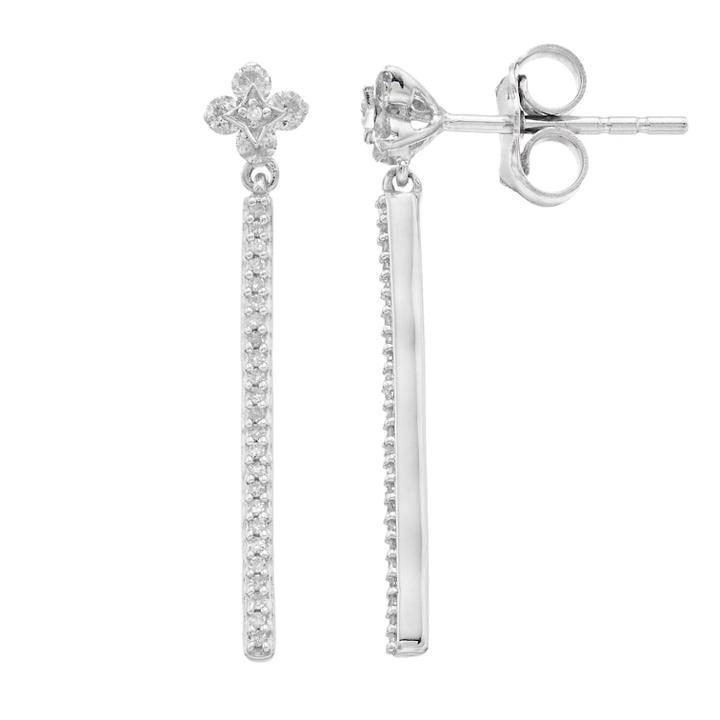 Sterling Silver 1/3 Carat T.w. Diamond Stick Drop Earrings, Women's, White