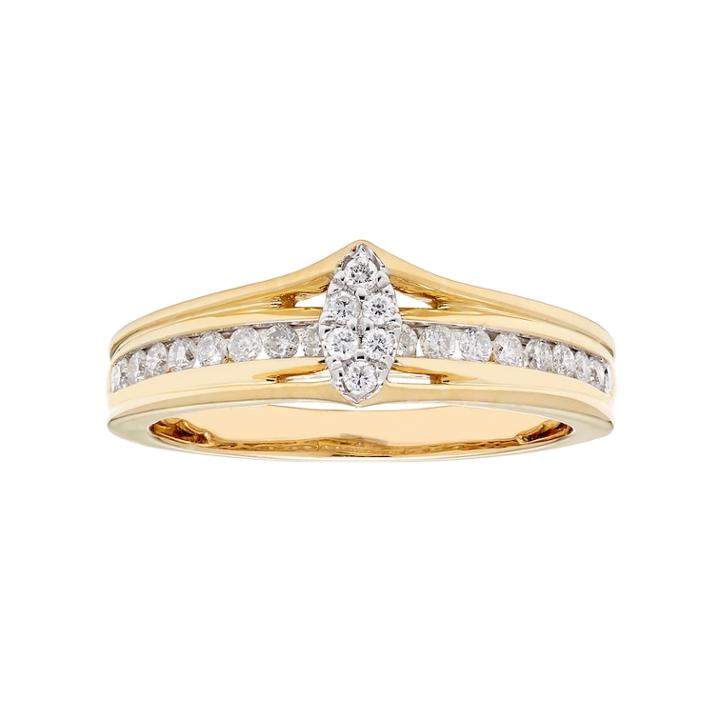 Lovemark 10k Gold 1/4 Carat T.w. Diamond Marquise Cluster Ring, Women's, Size: 7, White