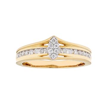 Lovemark 10k Gold 1/4 Carat T.w. Diamond Marquise Cluster Ring, Women's, Size: 7, White