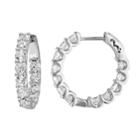 Stella Grace Sterling Silver Lab-created White Sapphire Inside Out Hoop Earrings, Women's