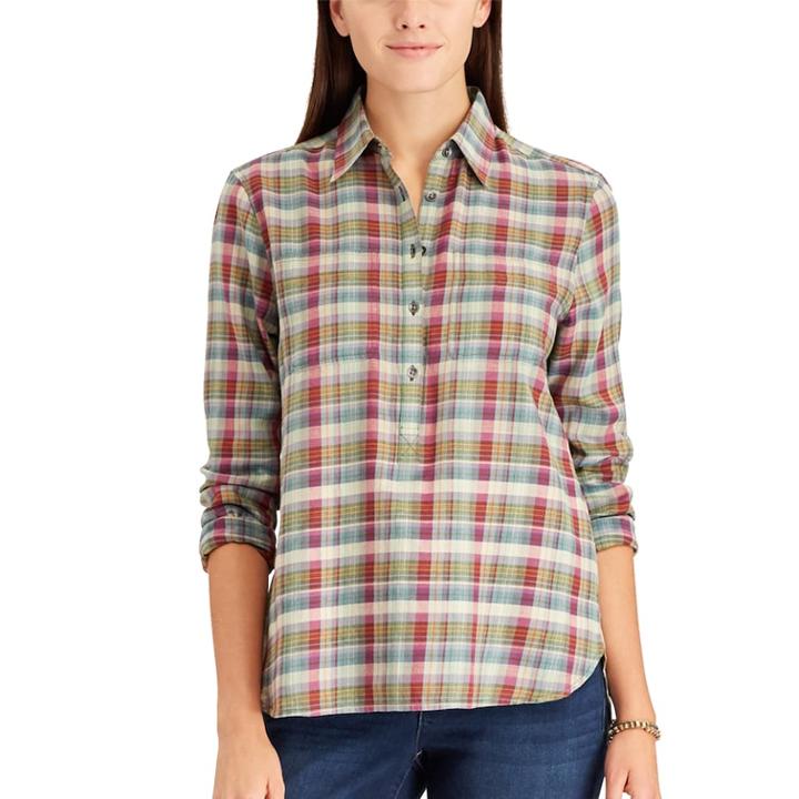 Women's Chaps Plaid Button-down Shirt, Size: Small, Green
