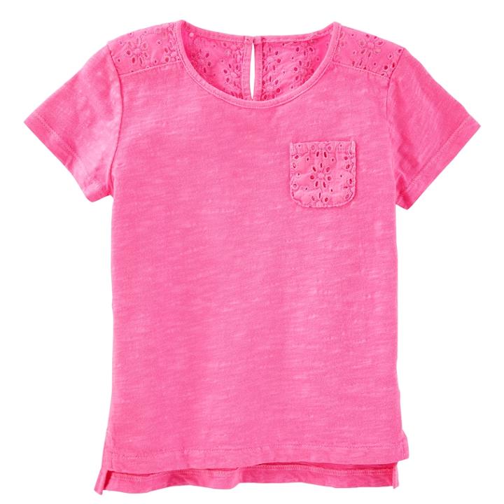 Girls 4-12 Oshkosh B'gosh&reg; Eyelet Pocket Tee, Size: 4-5, Pink