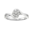 Platina 4 Diamond Accent Cluster Swirl Ring, Women's, Size: 7, White