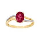 10k Gold Garnet & Diamond Accent Oval Ring, Women's, Size: 7, Red