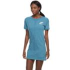 Women's Nike Sportswear Short Sleeve Sweatshirt Dress, Size: Medium, Dark Blue