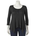 Women's Sonoma Goods For Life&trade; Handkerchief Henley Tee, Size: Medium, Black