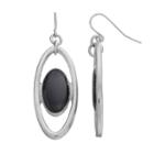 Black Openwork Oval Drop Earrings, Women's
