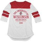 Juniors' Blue 84 Wisconsin Badgers Arm Stripe Tee, Women's, Size: Large, White