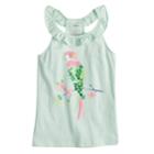 Girls 4-12 Sonoma Goods For Life&trade; Embellished Graphic Ruffle Tank Top, Size: 7, Turquoise/blue (turq/aqua)