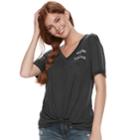 Juniors' Weekend I Love You Tie-front Graphic Tee, Teens, Size: Xl, Med Grey