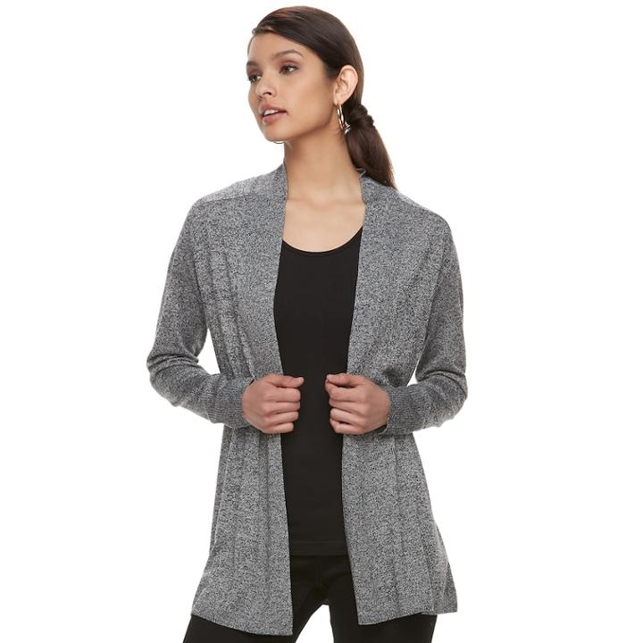 Women's Apt. 9&reg; Essential Ribbed Cardigan, Size: Xs, Dark Grey