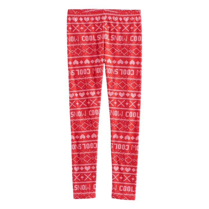 Girls 7-16 & Plus Size So&reg; Fairisle Pattern Leggings, Size: 12, Med Red