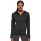 Petite Tek Gear&reg; Marled Fleece Full-zip Hoodie, Women's, Size: S Petite, Black