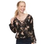 Juniors' About A Girl Cross Front Surplice Top, Size: Small, Oxford