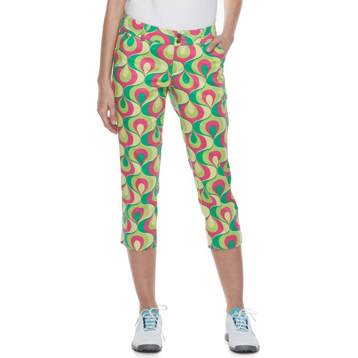 Women's Loudmouth Golf Swirl Print Capris, Size: 8, Med Green