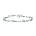 10k White Gold Swiss Blue Topaz & 1/2 Carat T.w. Diamond Bracelet, Women's, Size: 7.5