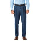 Men's Haggar Classic-fit Stretch Expandable-waist Pleated Jeans, Size: 34x29, Med Blue